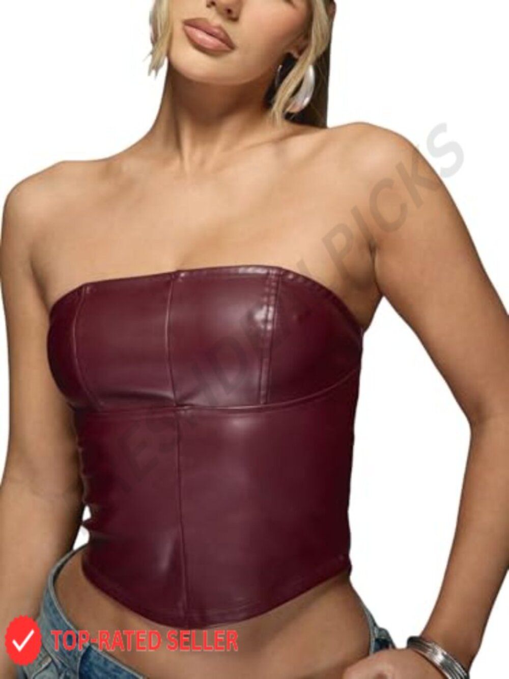 Faux Leather Corset Tube Top Backless Crop Going Out